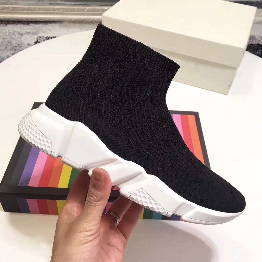 Acheter Vitesse Entraîneur Homme Femme Bottes Décontractées Haut Haut Stretch Tricot Haute Chaussure Homme Casual Baskets Pas Cher Noir Blanc Taille 35 45 De 484,16 € Du Lsm930924 | Fr.DHgate.Com