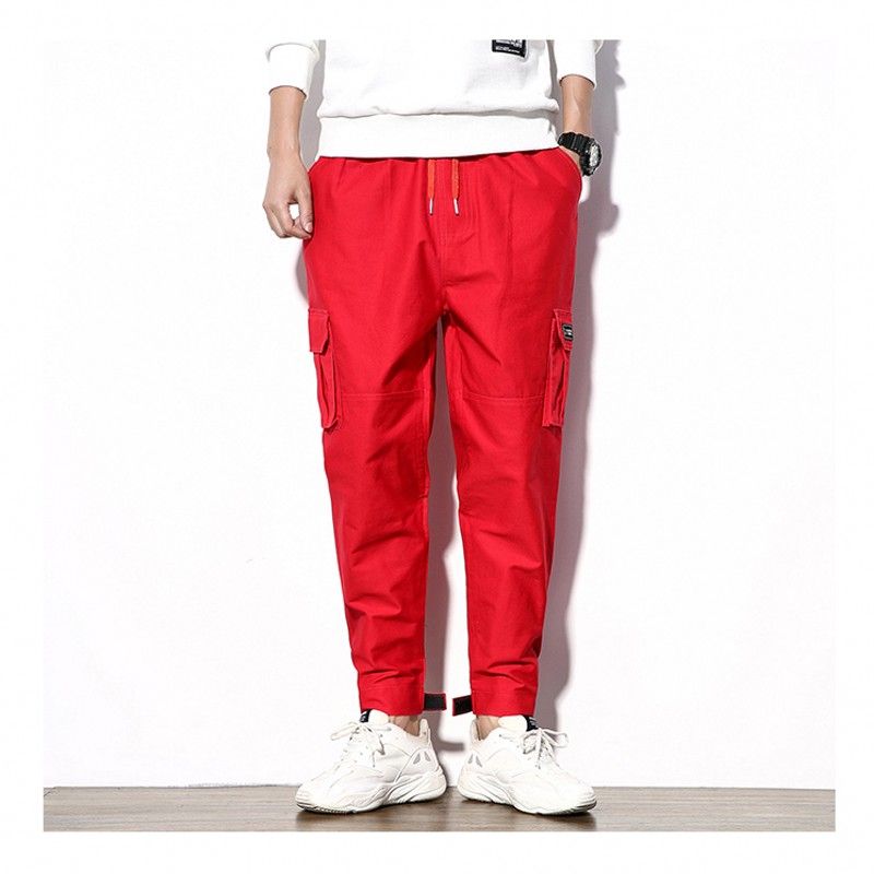 mens red casual pants