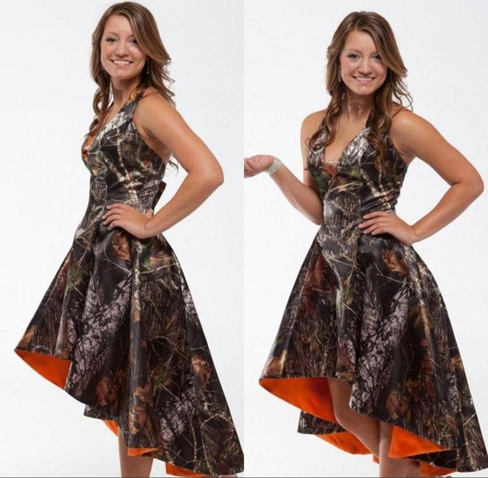 orange camo bridesmaid dresses