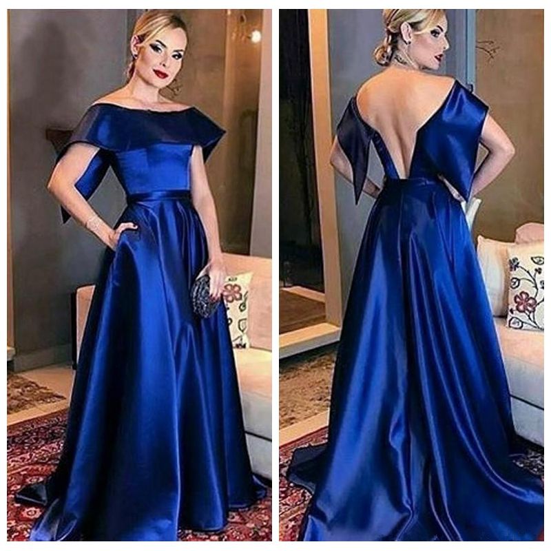 Elegant Royal Blue Dresses Evening Wear 18 New Bateau Neckline A Line Formal Prom Dress Sexy Back Cheap Party Gowns From Uniquedresses 107 64 Dhgate Com
