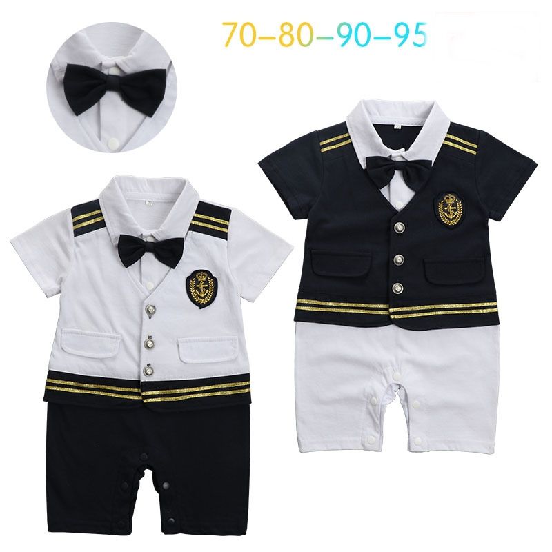 navy romper baby boy