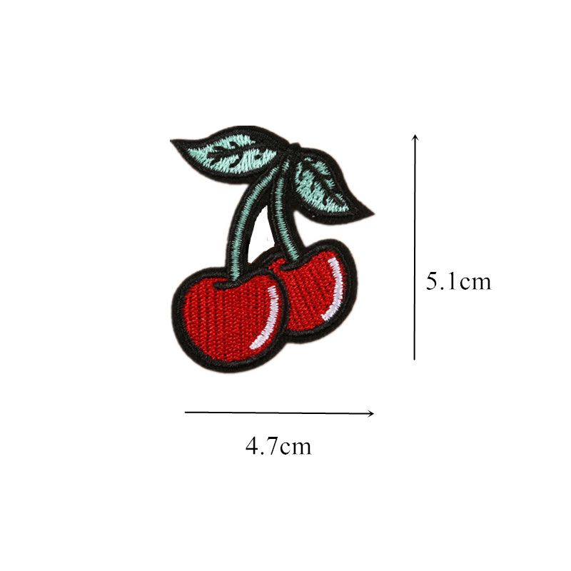 Cherry parche bordado hierro Sew en ropa bolsa frutas cerezas bordado Badge