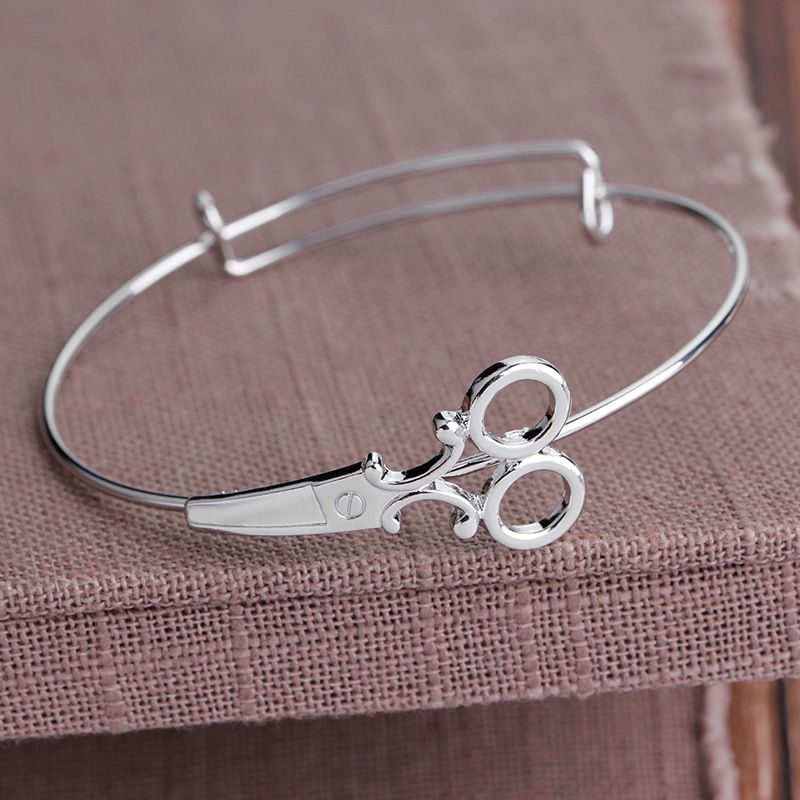 Charm Steampunk Shears Shape Scissors Bracelet Hairdresser Bangle