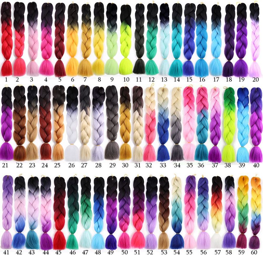 24inch 100g 2T 3T 4T Jumbo Braids Synthetic Crochet Hair Extensions Crochet  Braid Ombre Braiding Hairs