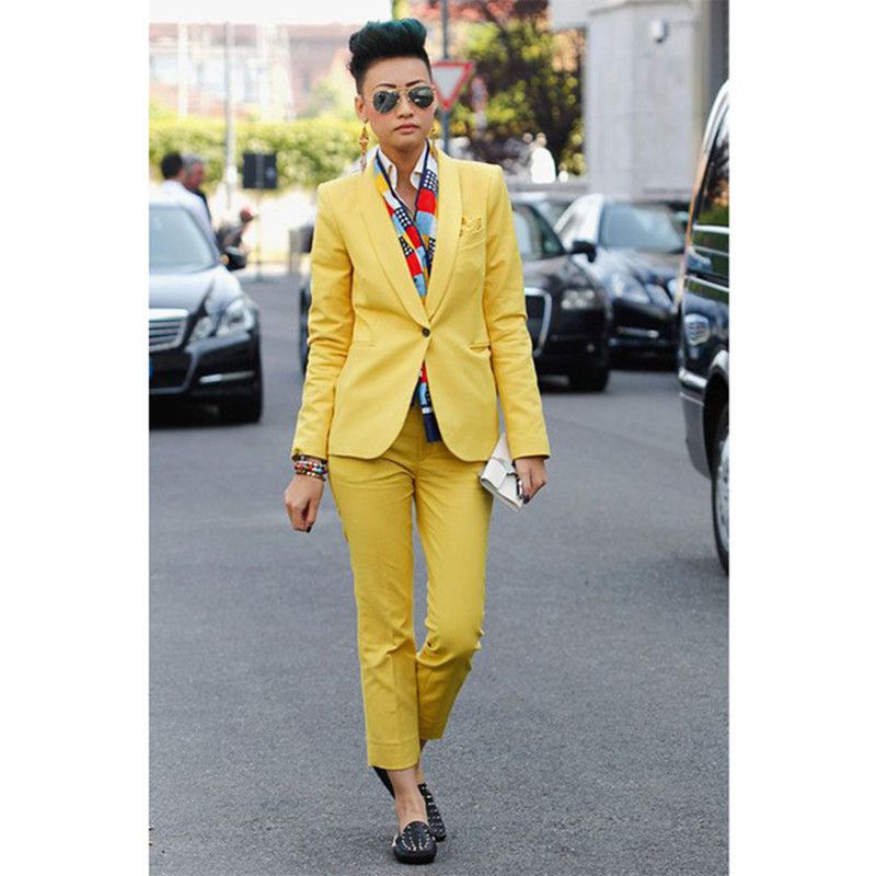 Compra Trajes Blazers Estilo Pantalón De Mujer Amarillo Slim Fit Femenino  Traje De Negocios 2 Piezas TUXEDO JUJA HECHO HECHO + PANTALONES. Barato |  Entrega Rápida Y Calidad | Es.Dhgate