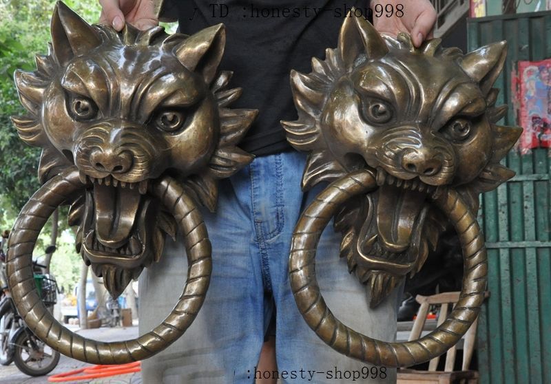 2019 Christmas 17chinese Bronze House Gate Wolf Beast Head Mask