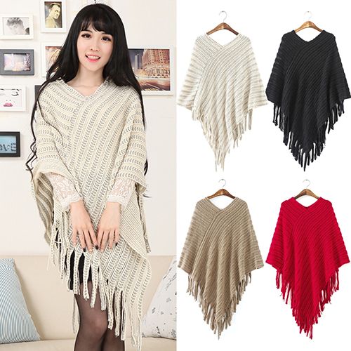 Grosshandel Frauen Stricken Warme Fledermaus Cape Quasten Poncho Mantel Jacke Mantel Winter Outwear 4 Farben Von Prime04 9 Auf De Dhgate Com Dhgate