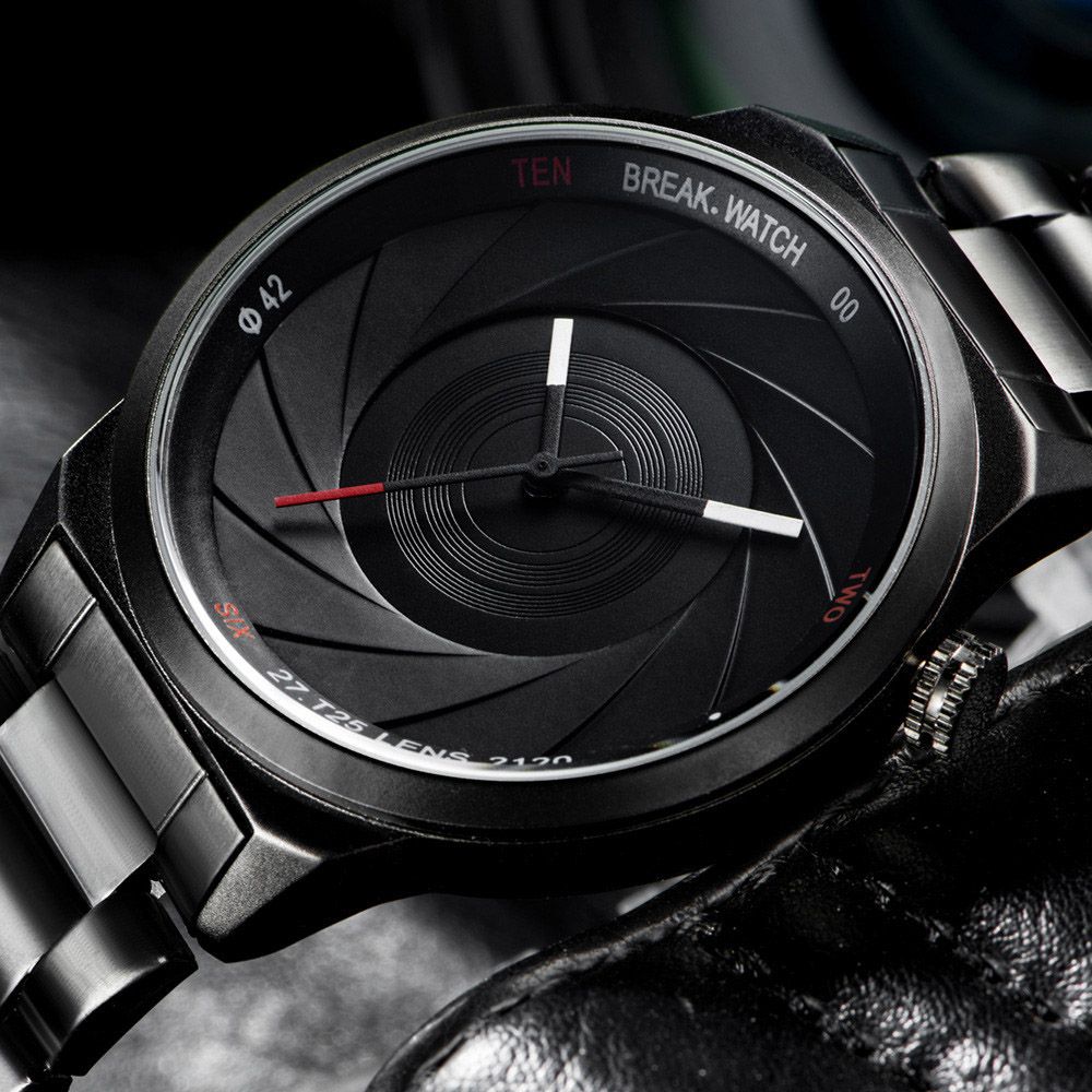 black metal wrist watch for mens
