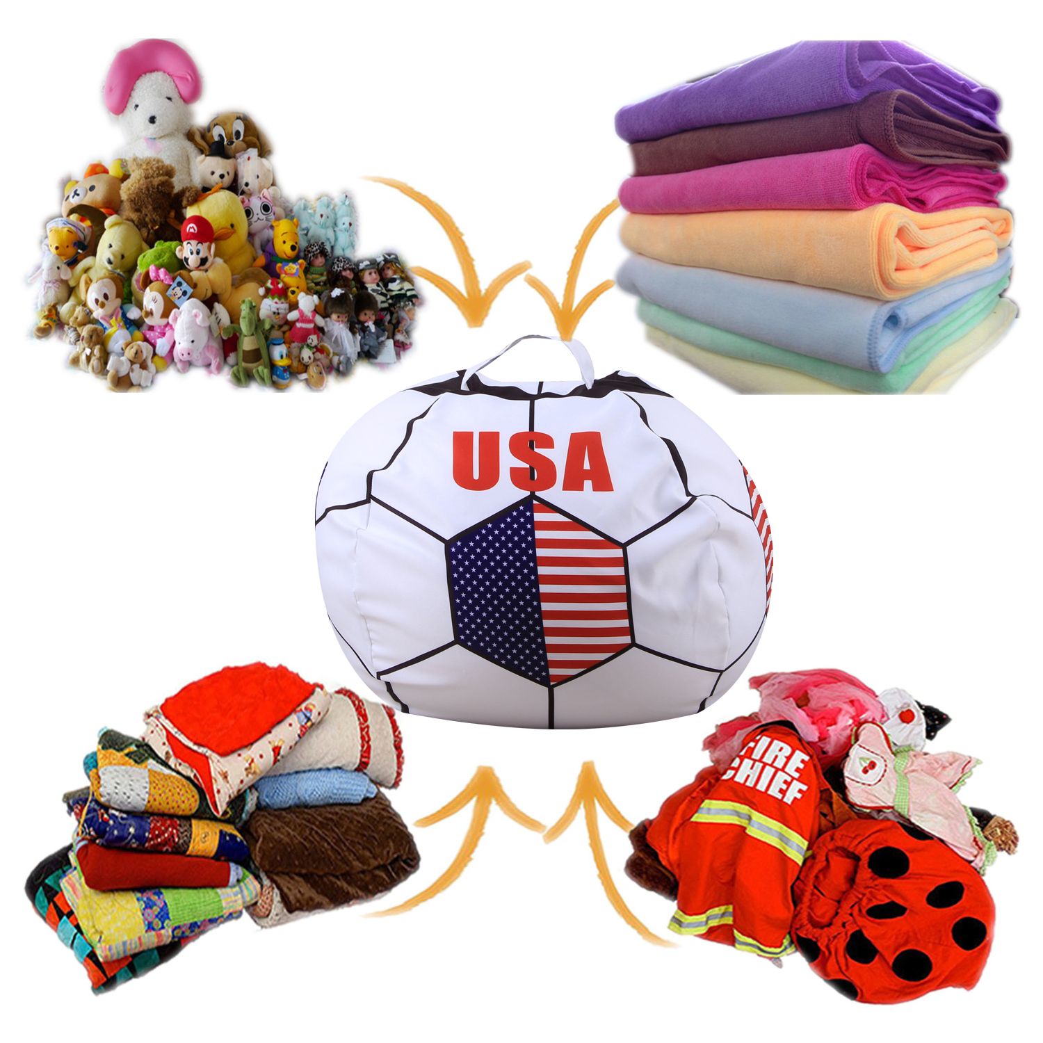 2019 Storage Bean Bag 26inch For Stuffed Animal Kids Toy Organizer