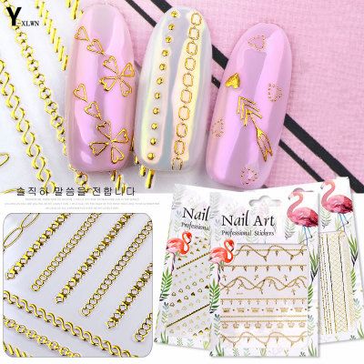 Y Xlwn New Nail Sticker 3d Gold Metal Sticker Strap Chain Zip Metal Y Xlwn New Nail Sticker 3d Gold Metal Sticker Strap Chain Zip Metal
