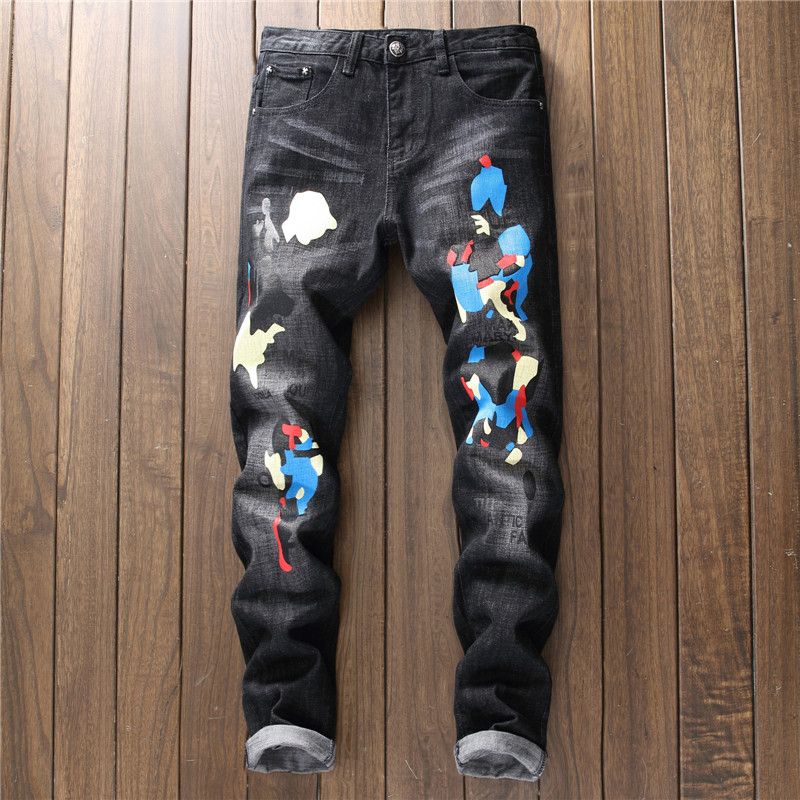 Acquistare Jeans Uomo Biker Jeans Stretch Con Stampa Jeans Slim Slim Jeans  Dritti Elasticizzati Con Strappi Elastici Economico | Consegna Veloce E  Qualità | It.Dhgate