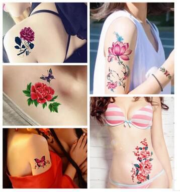 Acheter Fleur Oiseau Decal Faux Femmes Hommes Bricolage Henné Body Art Conception De Tatouage Hb556 Branche Darbre De Papillon Vivid Temporaire