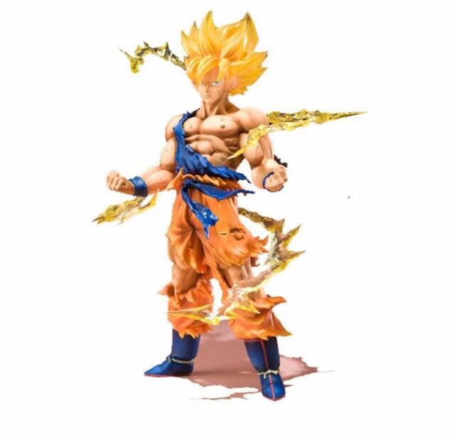Iluminar Implacable artería Caja original Anime Dragon Ball Z Figuras de acción Super Saiyan Son Goku  PVC Modelo Colección