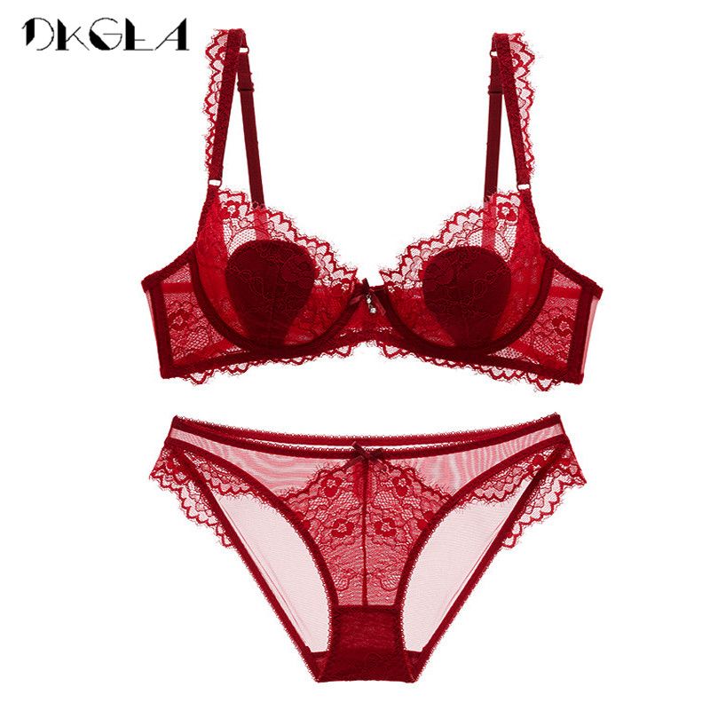 Hollow Out Sexy Bra Set Transparent Ultrathin Brassiere Embroidery