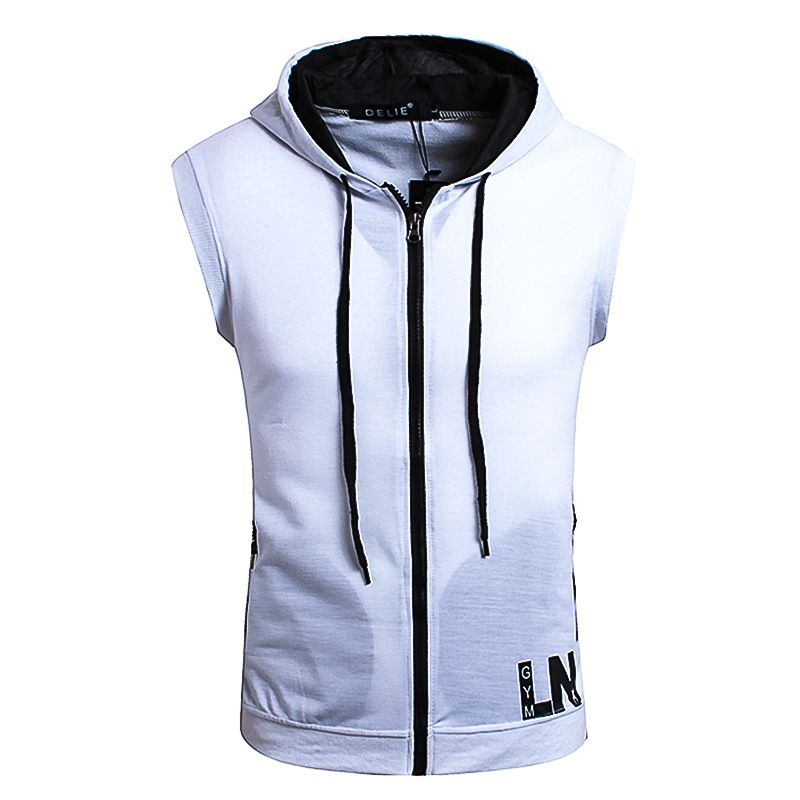 Sleeveless hoodie hotsell with zipper pockets