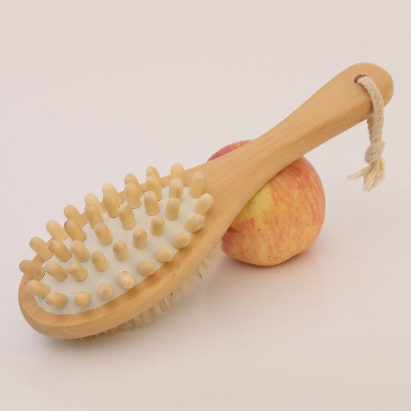 2020 Short Wooden Handle Natural Boar Bristles Bath Brush Body Scrubber