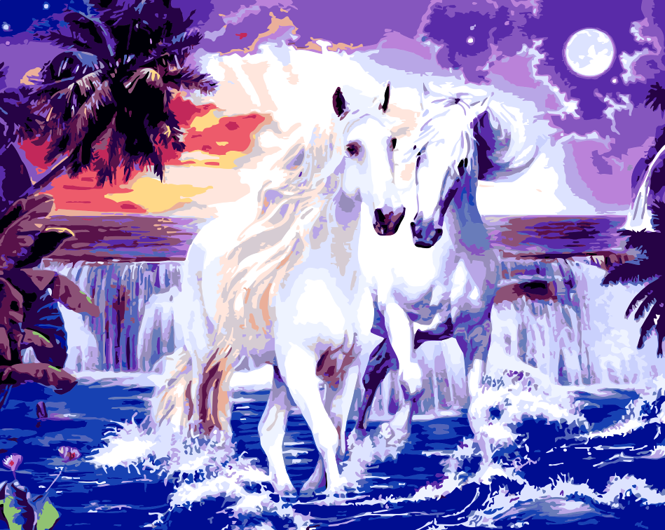 Satin Al 16x20 Inc Peri Beyaz Unicorn Atlari Diy Boya Tuval