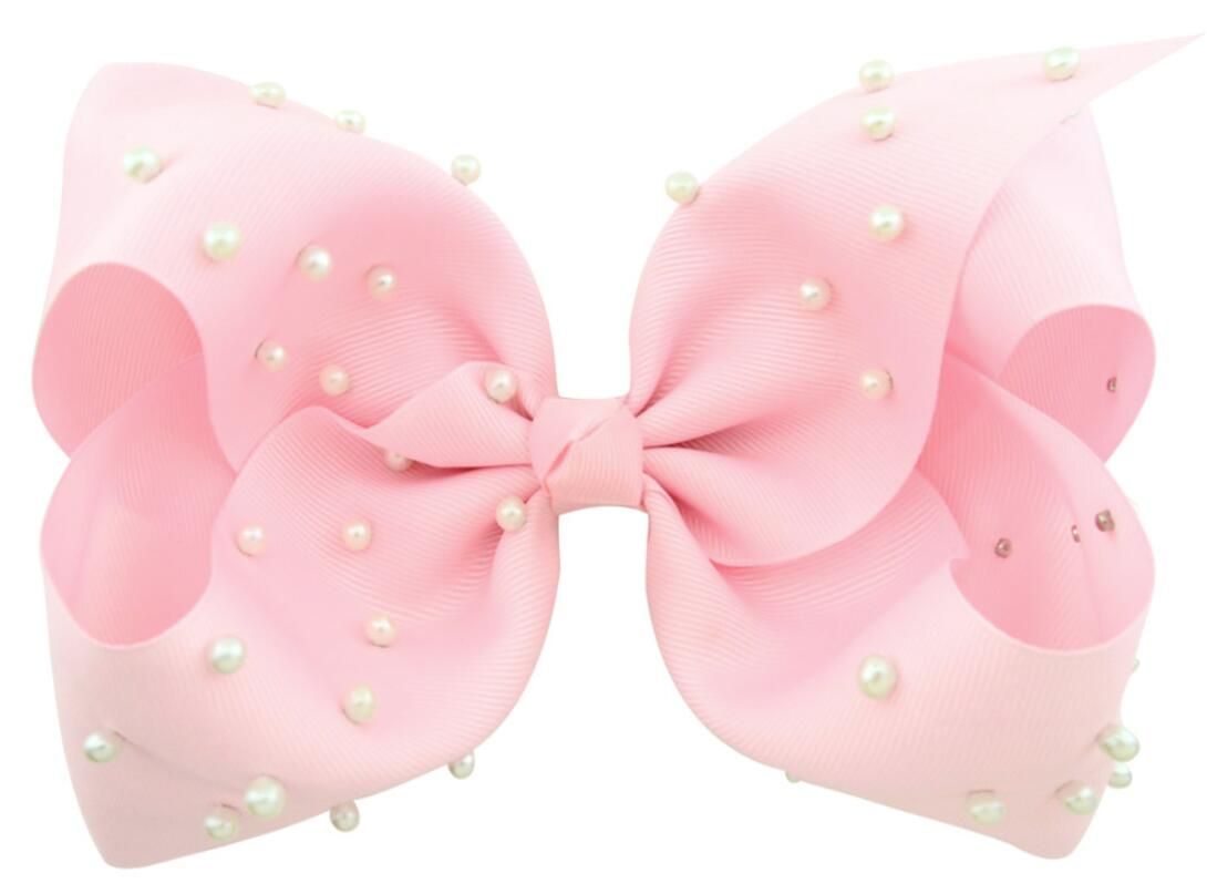 8 Large Pearl Boutique Bow With Hair Clip Big Hair Bows Girls Kids