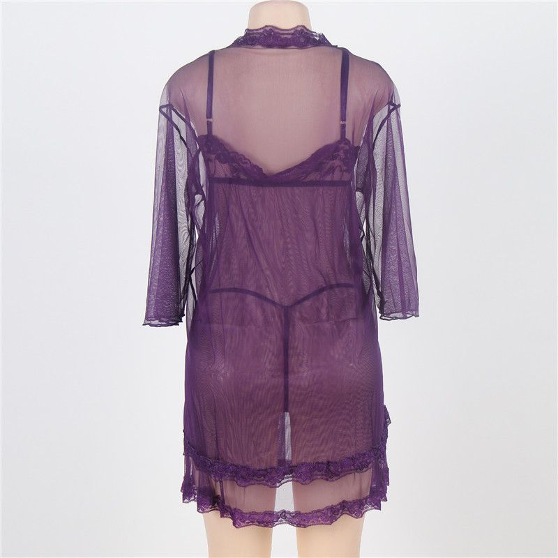 long sheer mesh robe