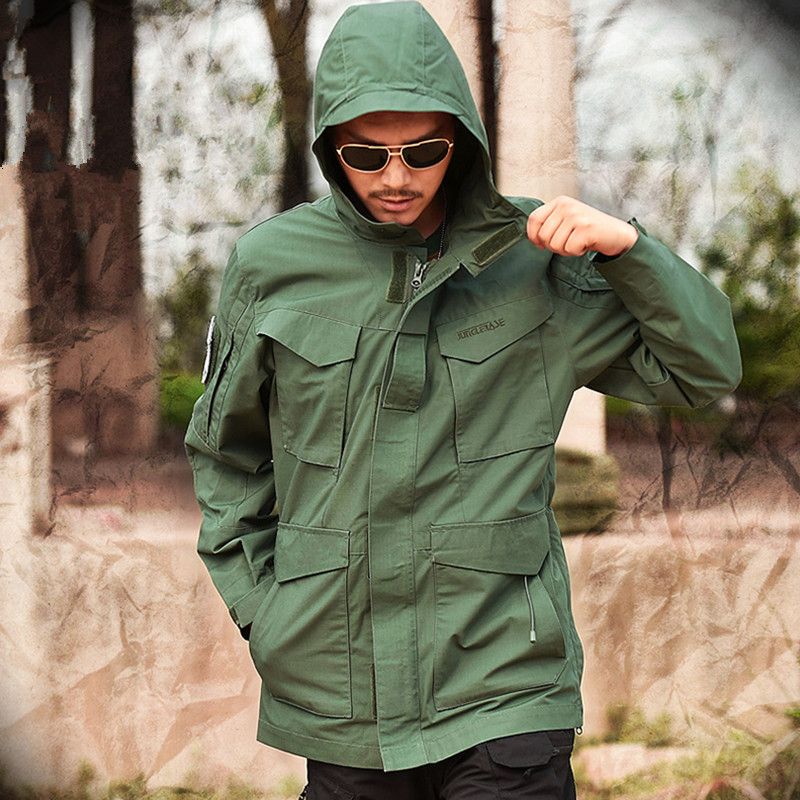 M65 Trench Coat Men's Overalls Hooded Jacket Camouflage Military Casual Army Top