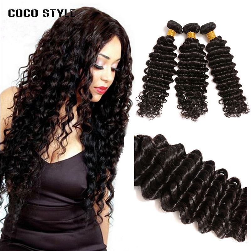 Human Hair Bundles Deep Wave Brazilian Hair Weave Bundles