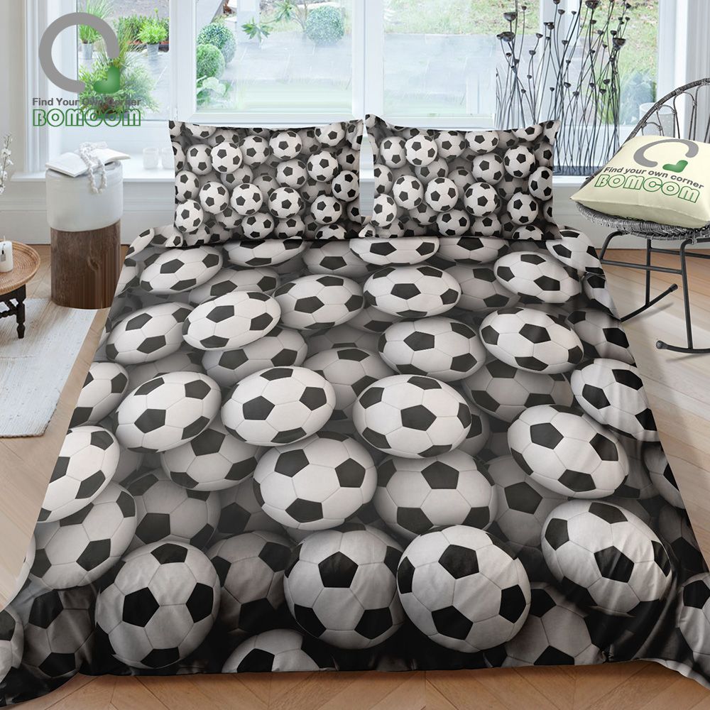 Bomcom 3d Digital Printing Football Bedding Set Soccer Ball