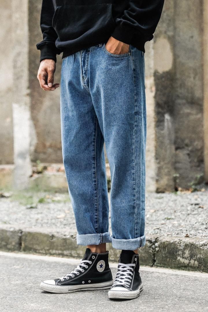Best S XXL 2018 New Mens Retro Jeans Mens Loose Japanese Hair Stylist Straight Wide Leg Denim Pants Under $71.58 | DHgate.Com