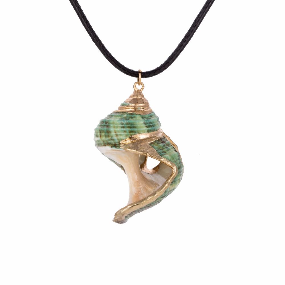 Mi forma Caracol de Abalone Natural Shell Colgante Collar Cadena de Cuero Joyería
