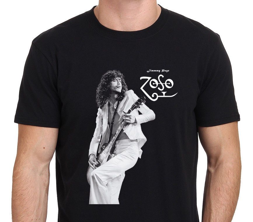 Led Zeppelin Jimmy Page Guitarist Legend T Shirt Mens Black Size S To