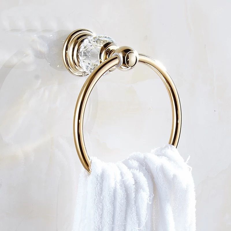 2021 Bathroom Towel Rings Luxury Crystal Brass Gold Towel Holder Bath Towel Bar Bathroom