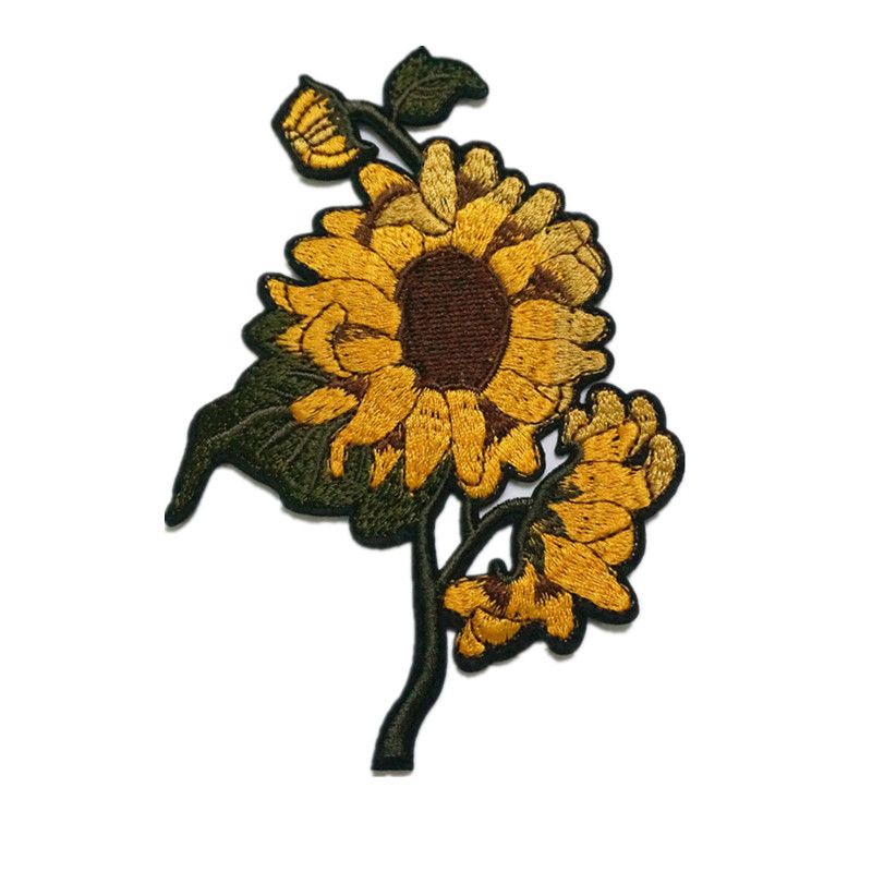LIN/&Dog Sunflower Embroidery Patches 12 Pcs Iron and Sew On Applique Badge for Clothes Jeans Jacket Hat Dress DIY Accessories(Sewing-Free)