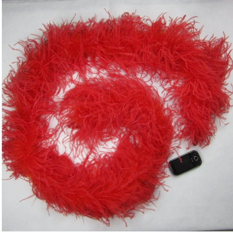 Red Ostrich Feather Boas 1 Ply Thinckness For Wedding Crafts Sewing