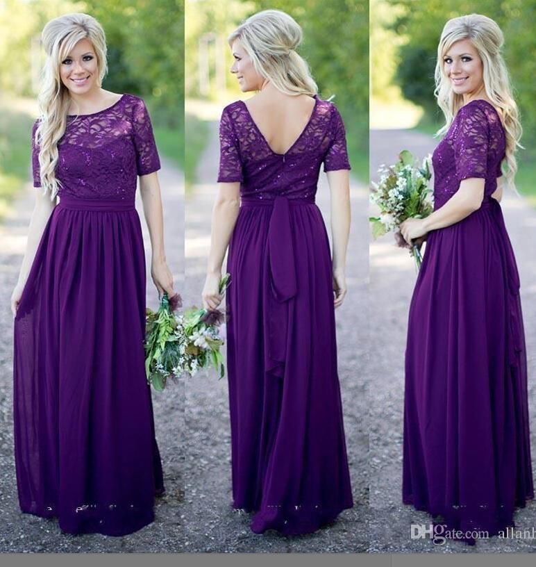 purple lace bridesmaid dress