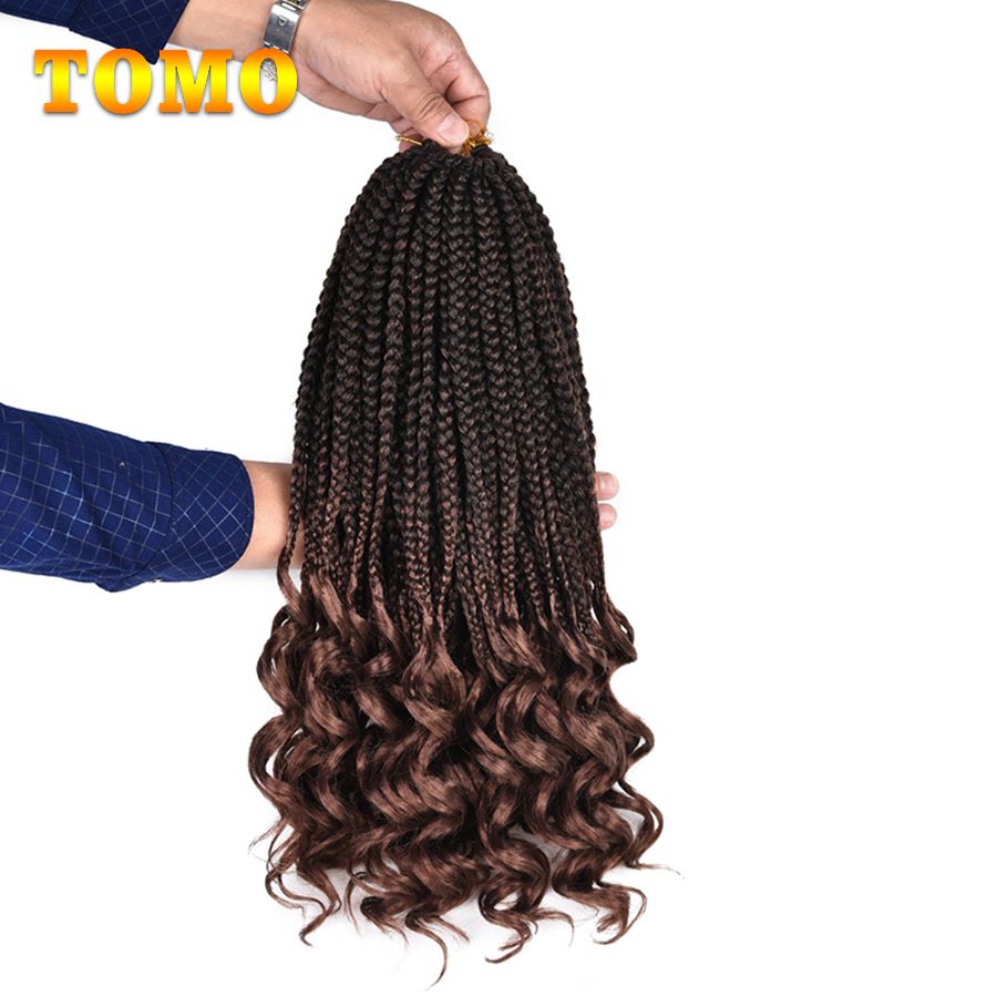 Crochet Braids Ombre Dark Brown Curly Ends Box Braid For Black