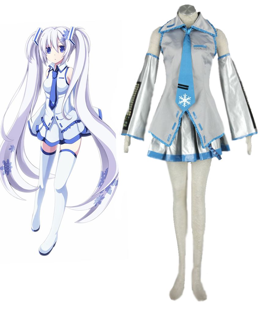 Vocaloid Family Cosplay Costume Snow Hatsune Miku Silver Outfit 1st Version Set 