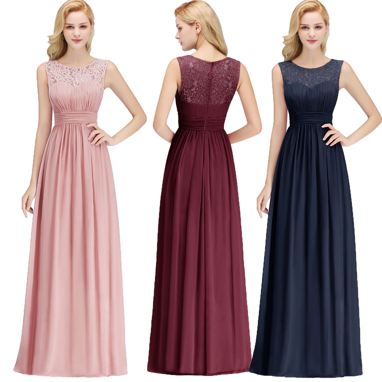 navy blue and burgundy bridesmaid dresses