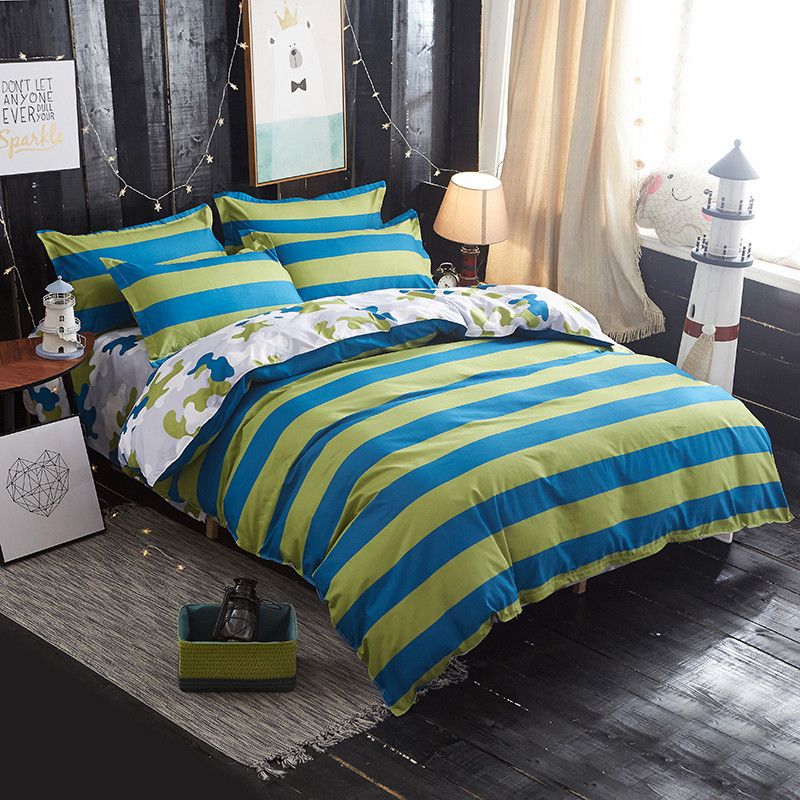 Yellow Blue Plaid Bedding Sets Duvet Cover Set Twin Full Queen