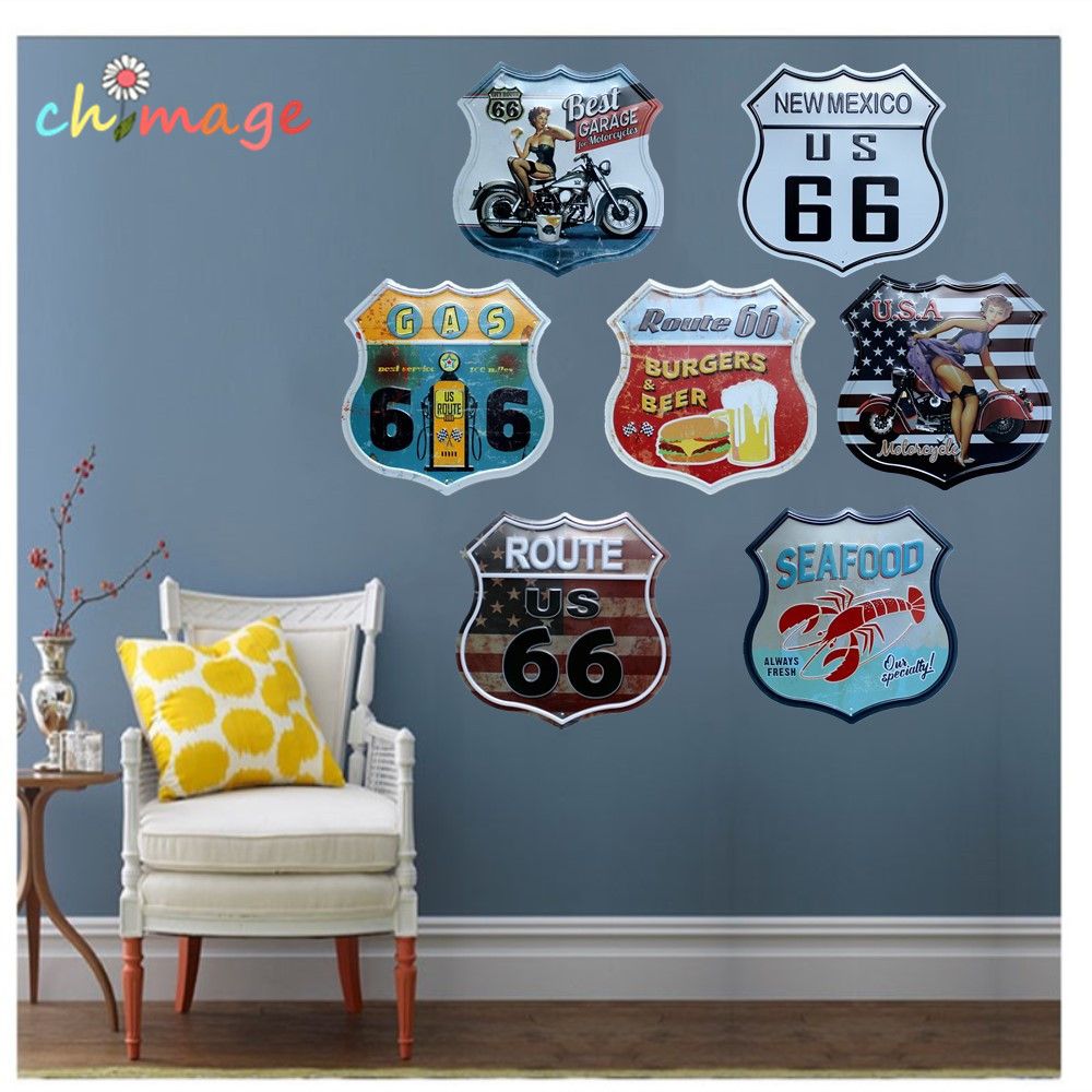 Acheter Plaques Metalliques En Tole Route 66 Vintage Hot Panneau De Signe En Relief Garage Pub Home Decor Artisanat Peinture Murale Decorations Y18102409 De 10 04 Du Gou09 Dhgate Com