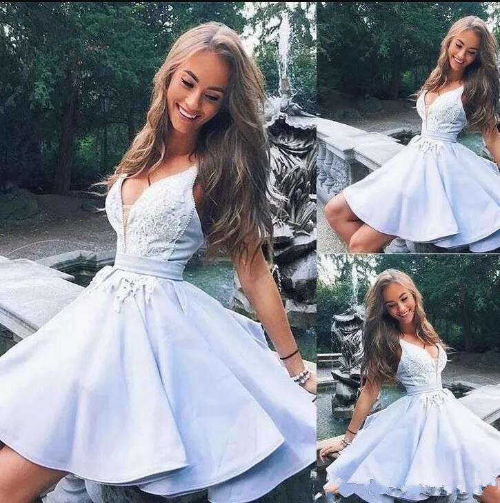 deep v neck homecoming dresses