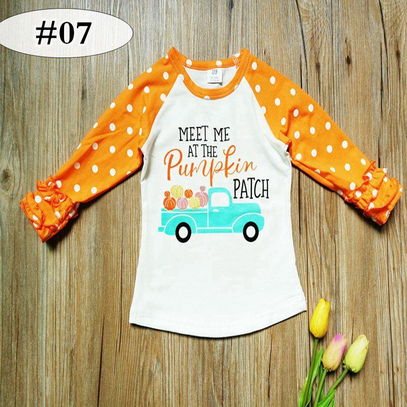 Baby Kids Girl Unicorn Thanksgiving Christmas Car Print Ruffle Polka Dot Cotton T-Shirt Top Outfits