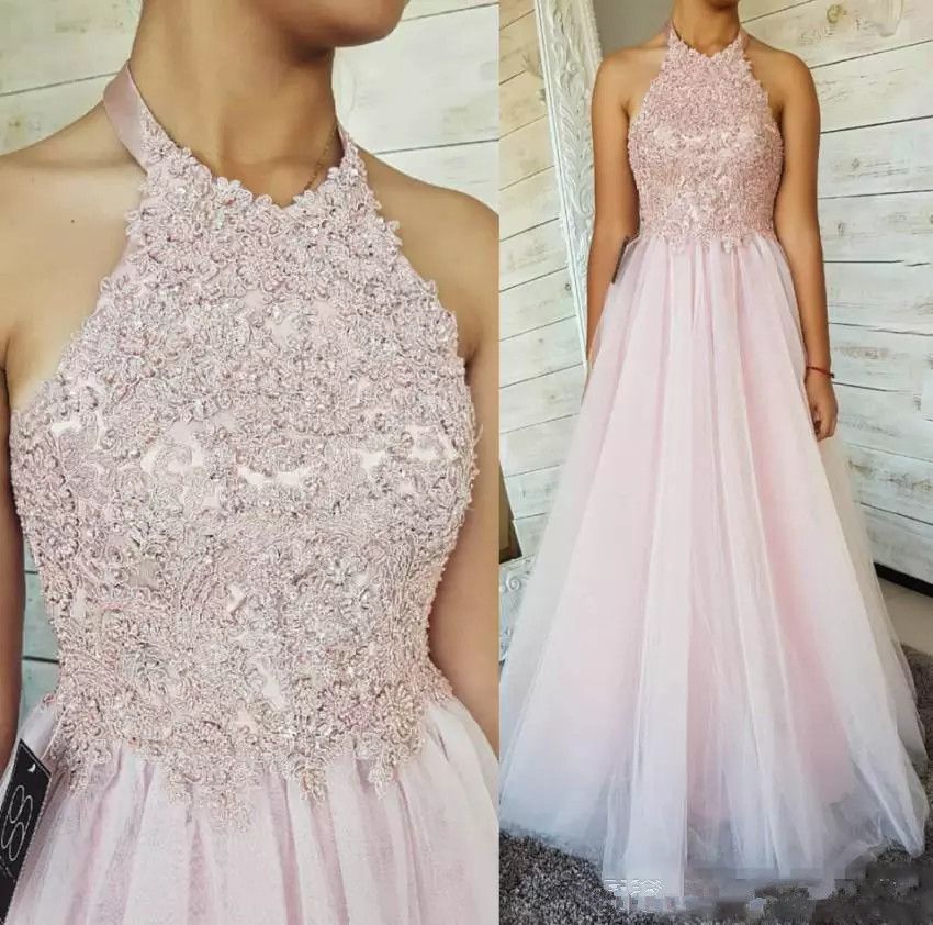 light pink halter dress