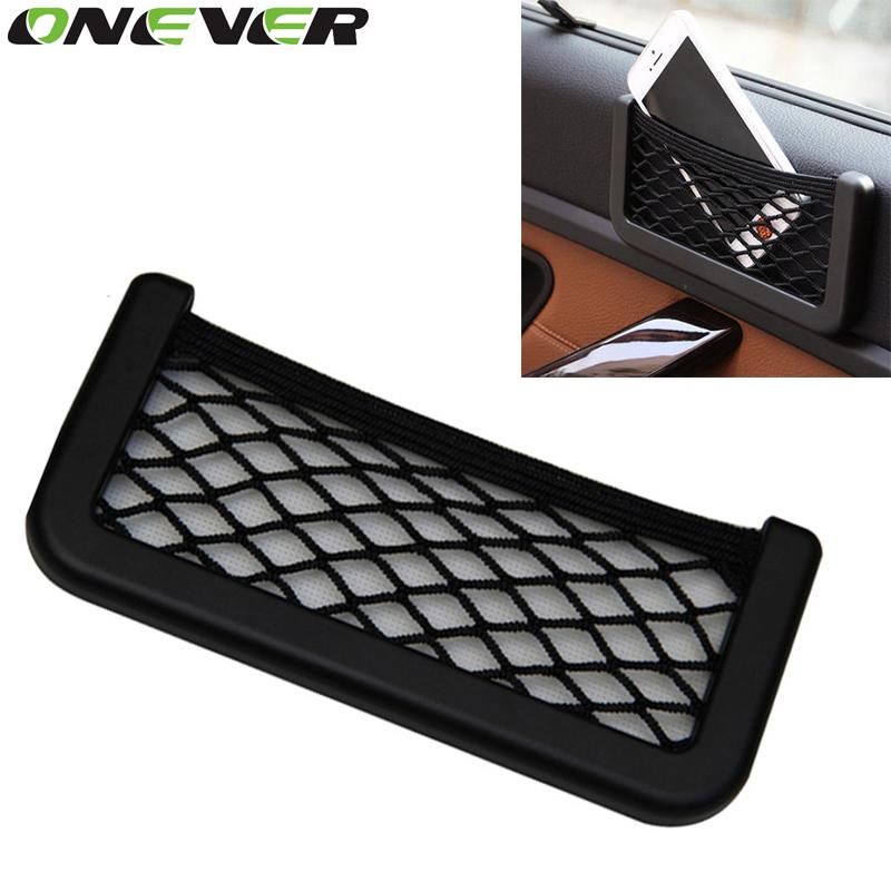 UNIVERSAL CAR SEAT SIDE BACK NET STORAGE BAG PHONE HOLDER POCKET ORGANIZE 15X8cm