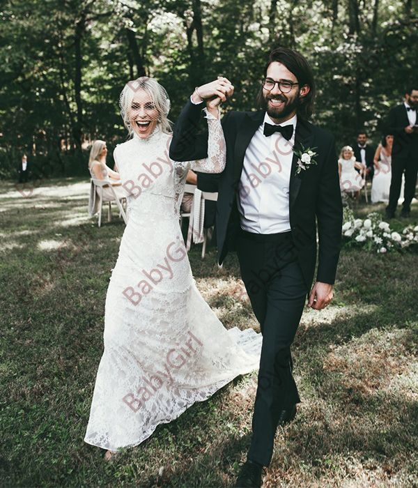 wedding dress high neck long sleeves