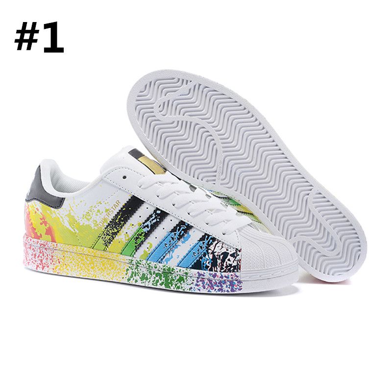 2017 adidas Superstar original blanco holograma Iridescent Junior Gold Superstars Sneakers Originals Star mujeres hombres