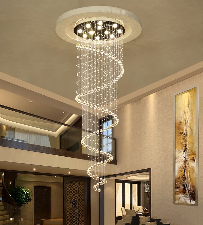 Grosshandel Doppeltreppe Lampe Kristall Hangelampe Villa Treppe