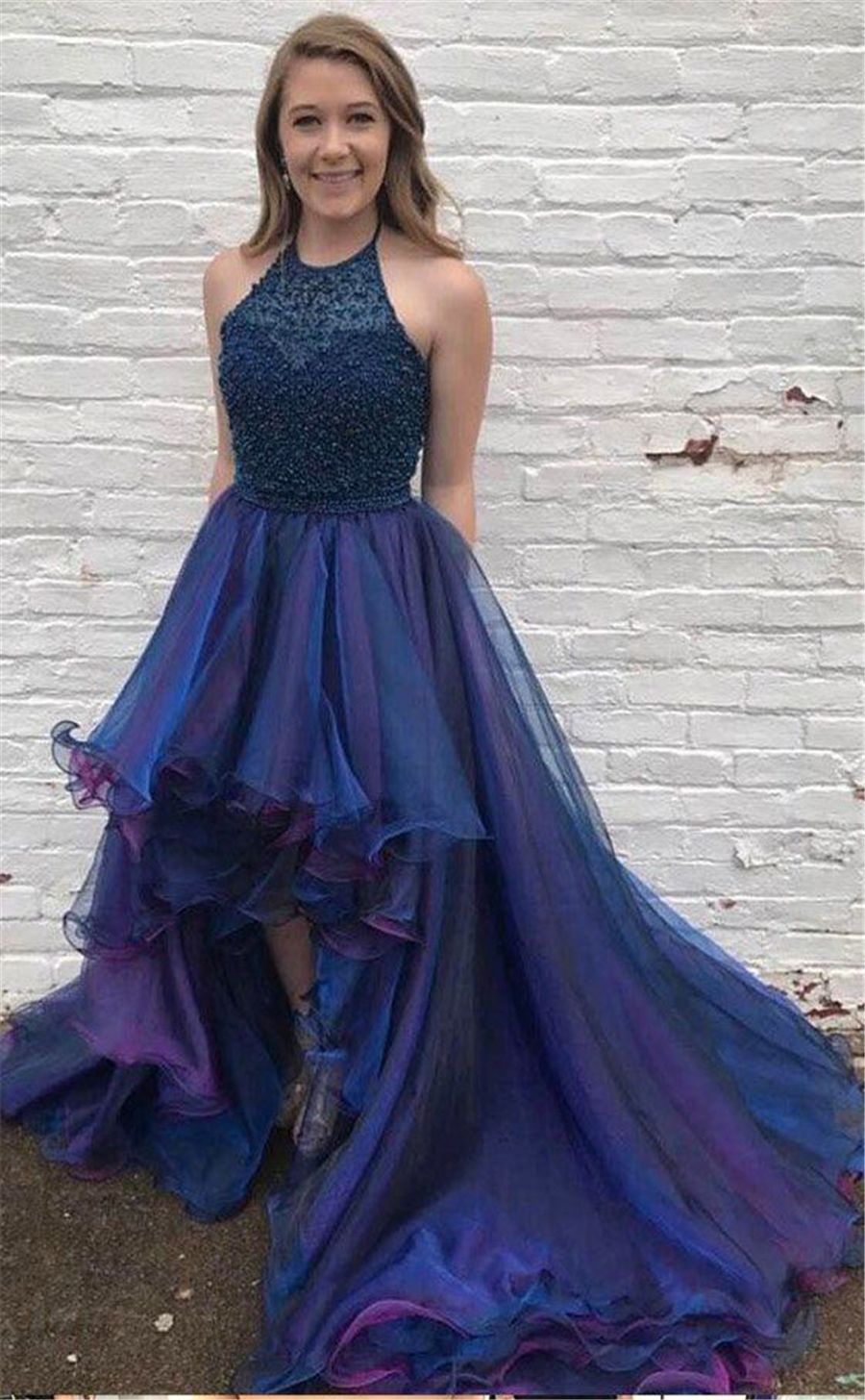 halter top high low dress