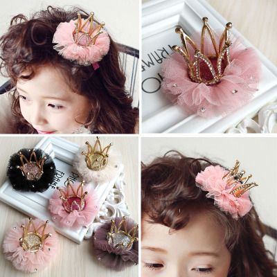 Girls Lace Hairpin Children Flower Crown Sequined Hair Bow Fashion