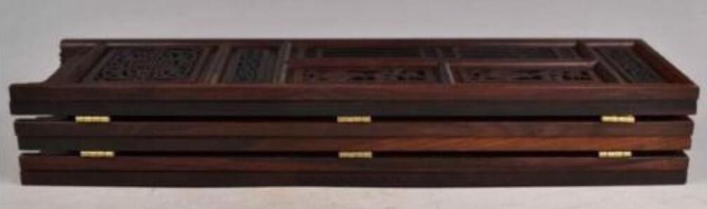Collectibles Old Decorated Handwork Wood Hollow Out Carved Flower Screen Model