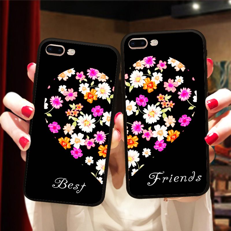 Compre Coração Da Flor Casal Matching BFF Caso Capa Para O IPhone X 8 5S 6S  7 Plus Amante Melhor Amigo Para Sempre Caso Capinha De Celular Barato |  Entrega Rápida E