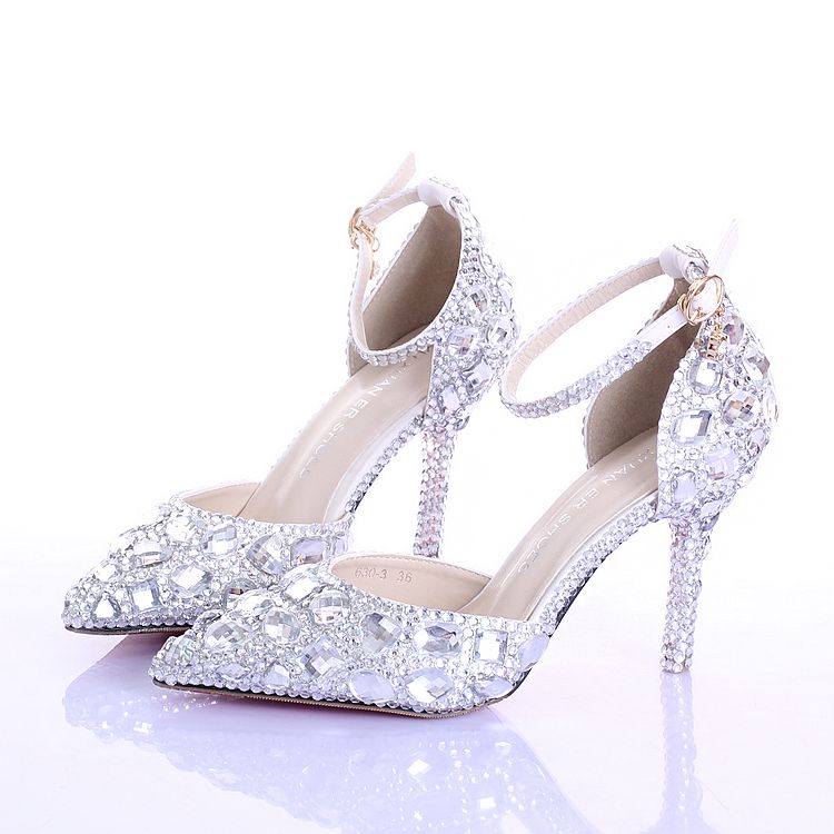 Chaussures De Mariage Pour Femmes Comme Satin Strass Pompes De Bal Soir/ée Chaussures /À Talon Moyen
